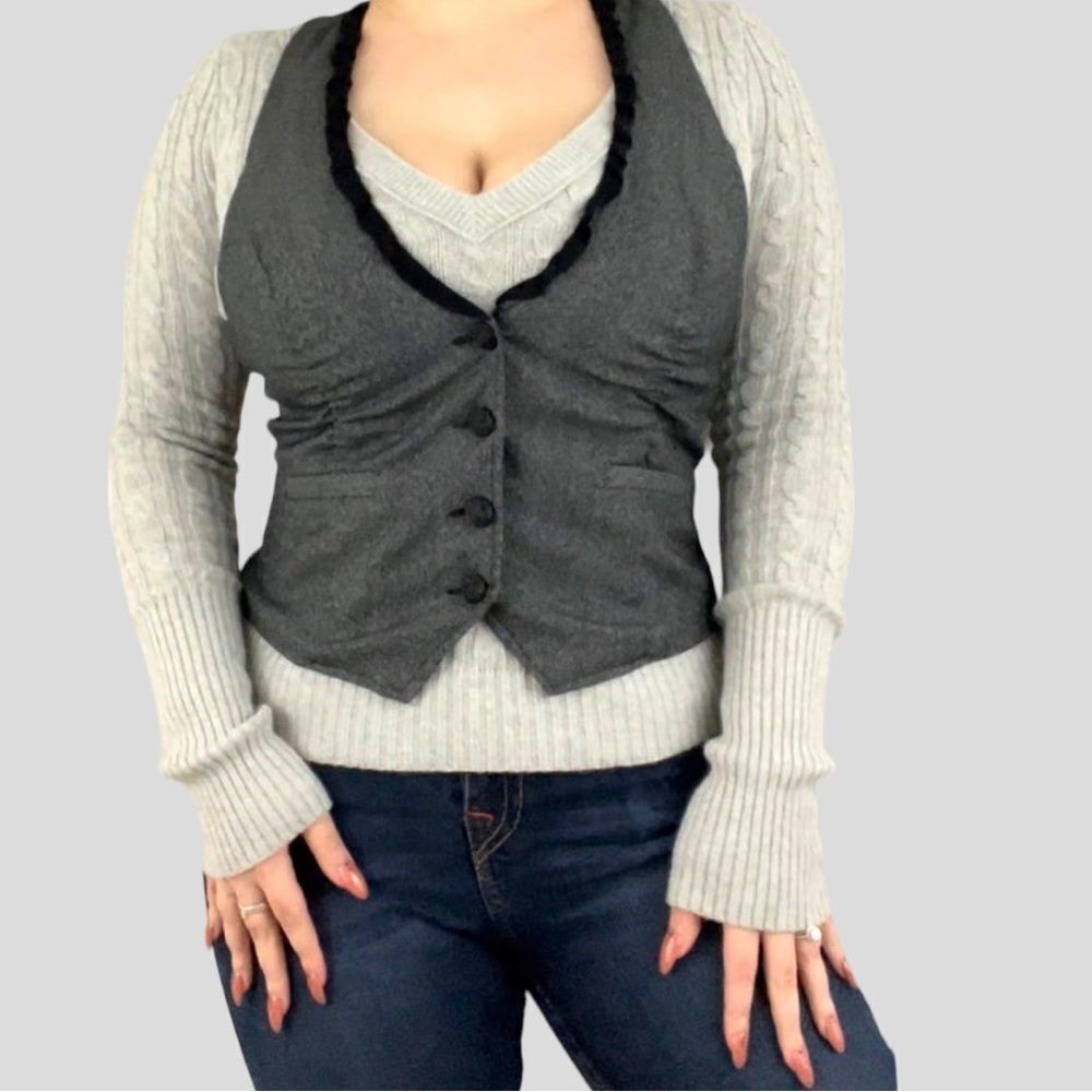 Stooshy brand gray tweed racer back y2k Jane Margolis style vest!